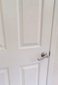 satin nickel spray painted door handle
