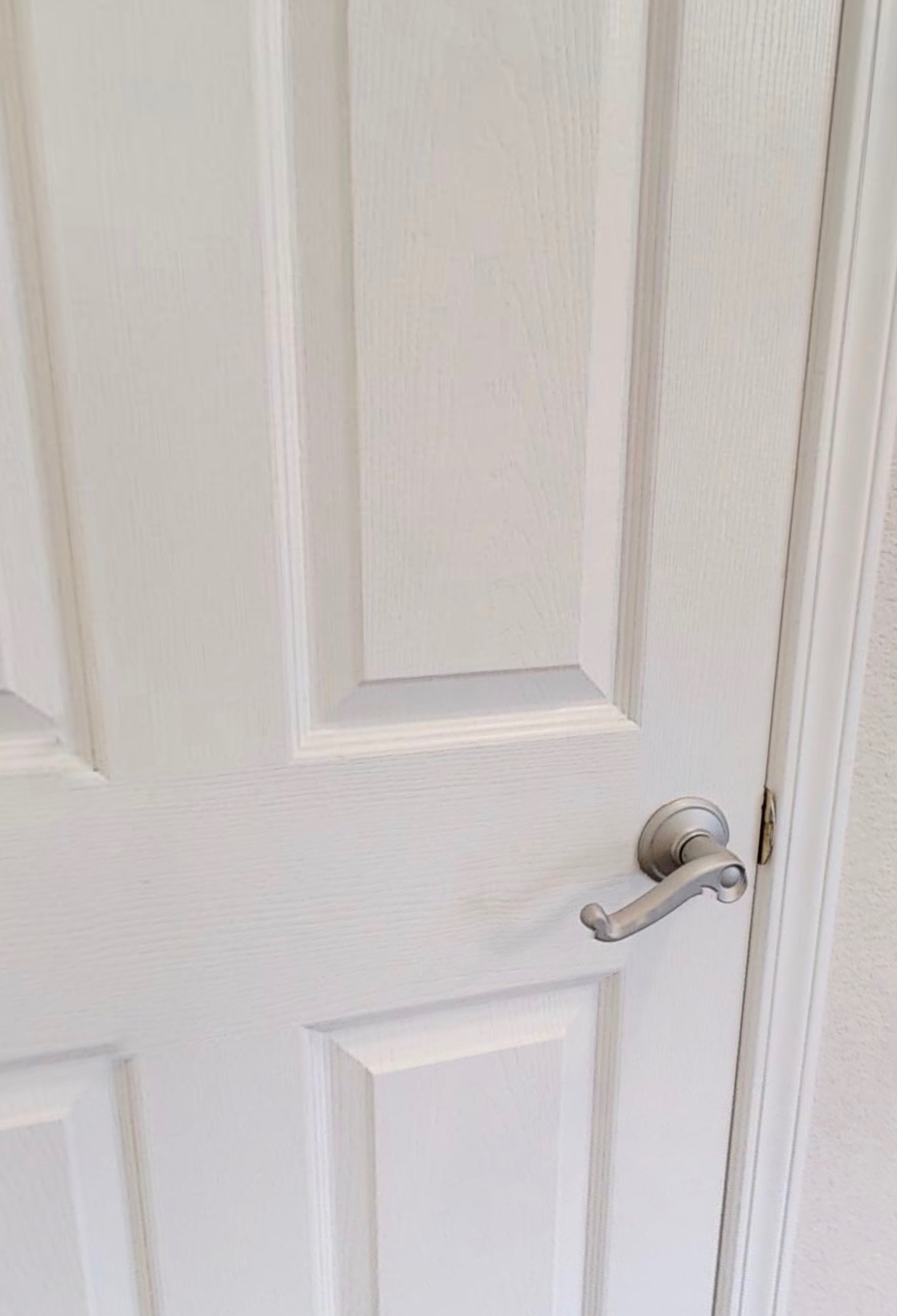 satin nickel spray painted door handle