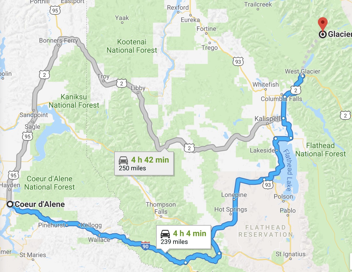 coeur d'alene to glacier