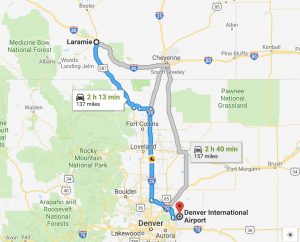Laramie to Denver international airport