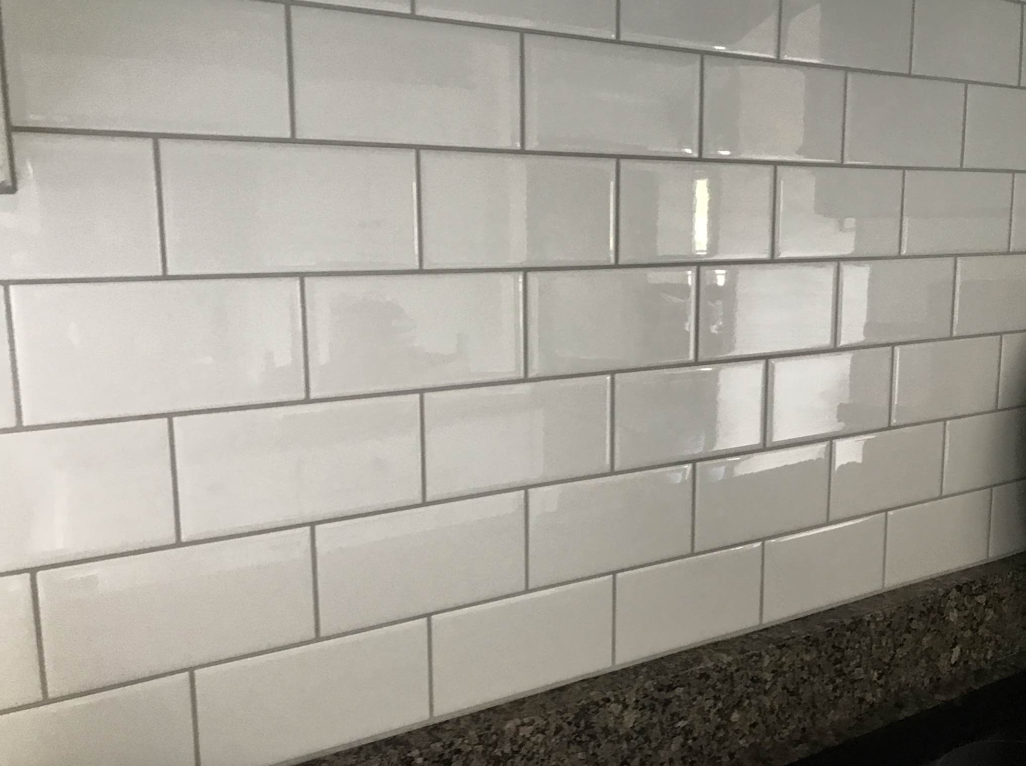 Platinum Grout White Subway Tile 