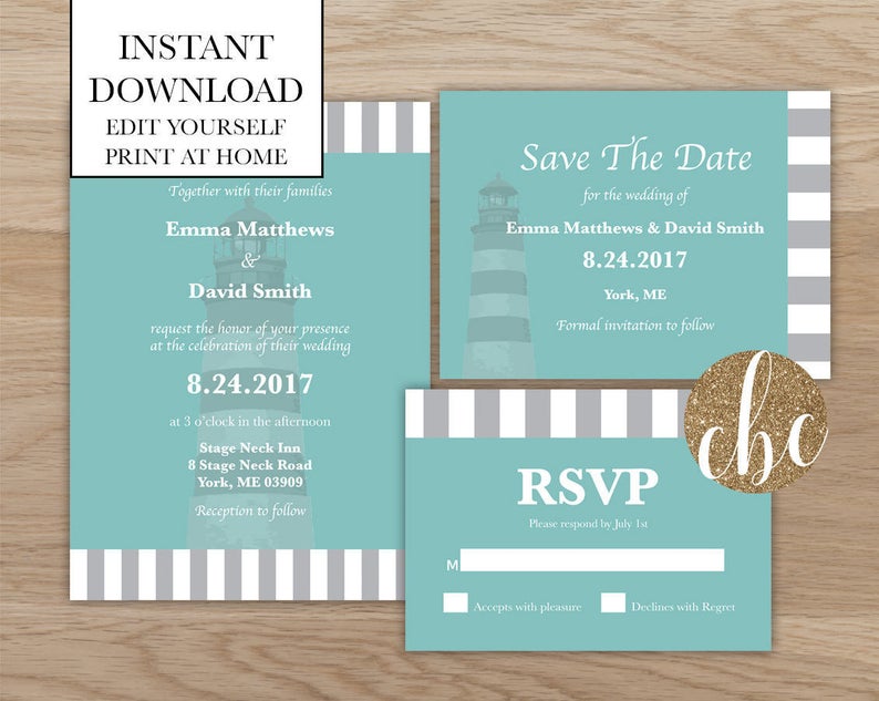 diy wedding invitations lighthouse