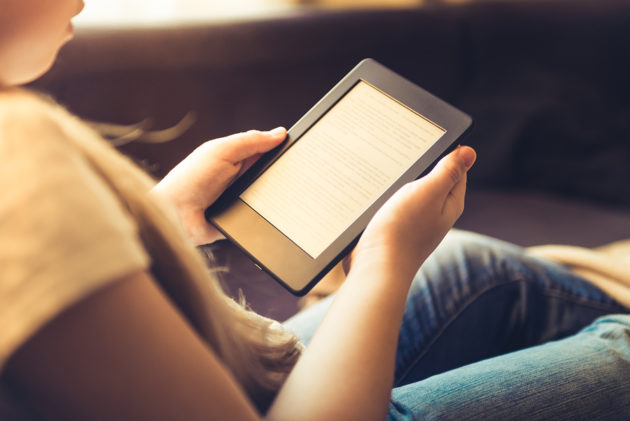 woman reading ebook