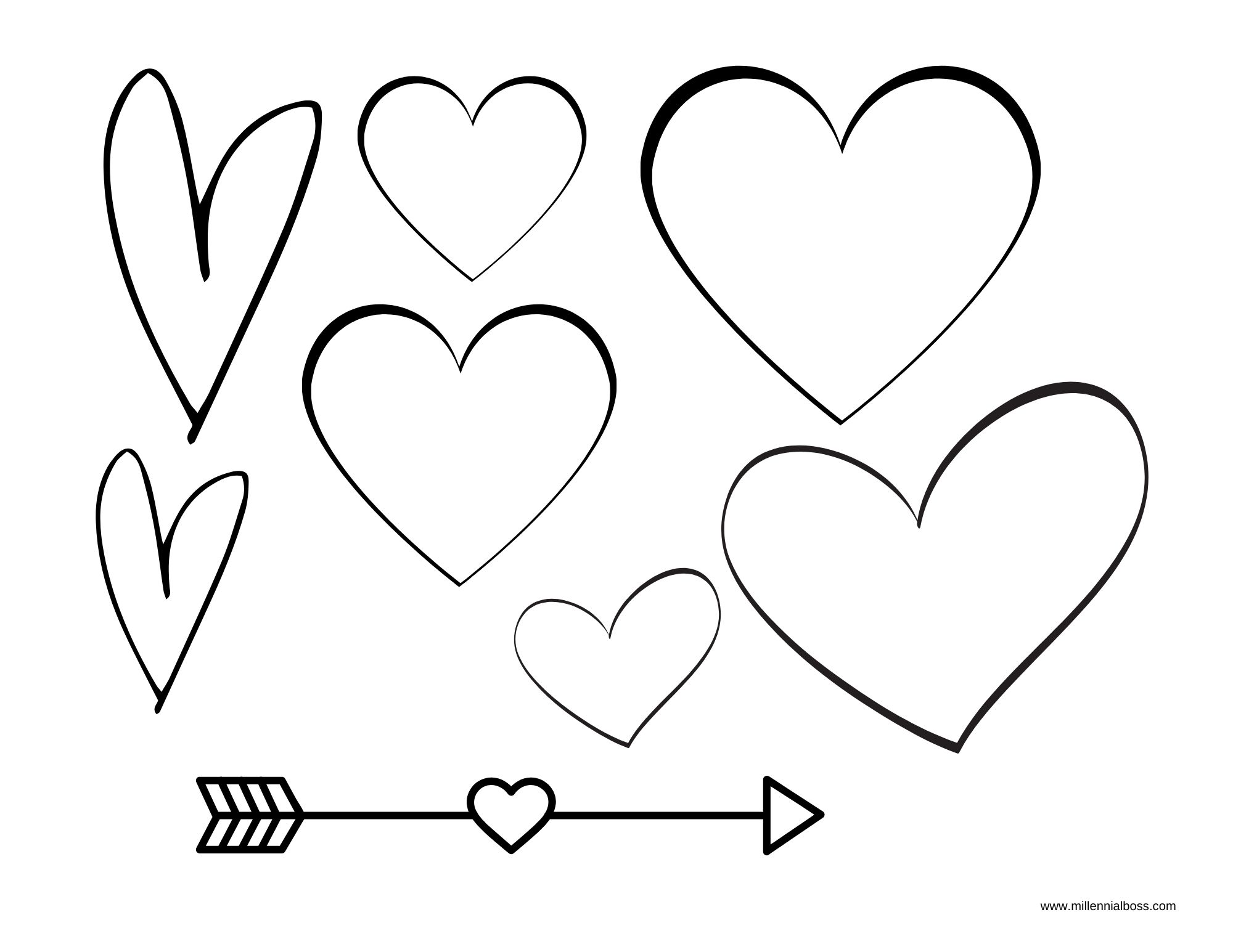 Printable Heart Templates Different Sizes