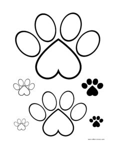 Paw Print Outline printable pdf in different sizes