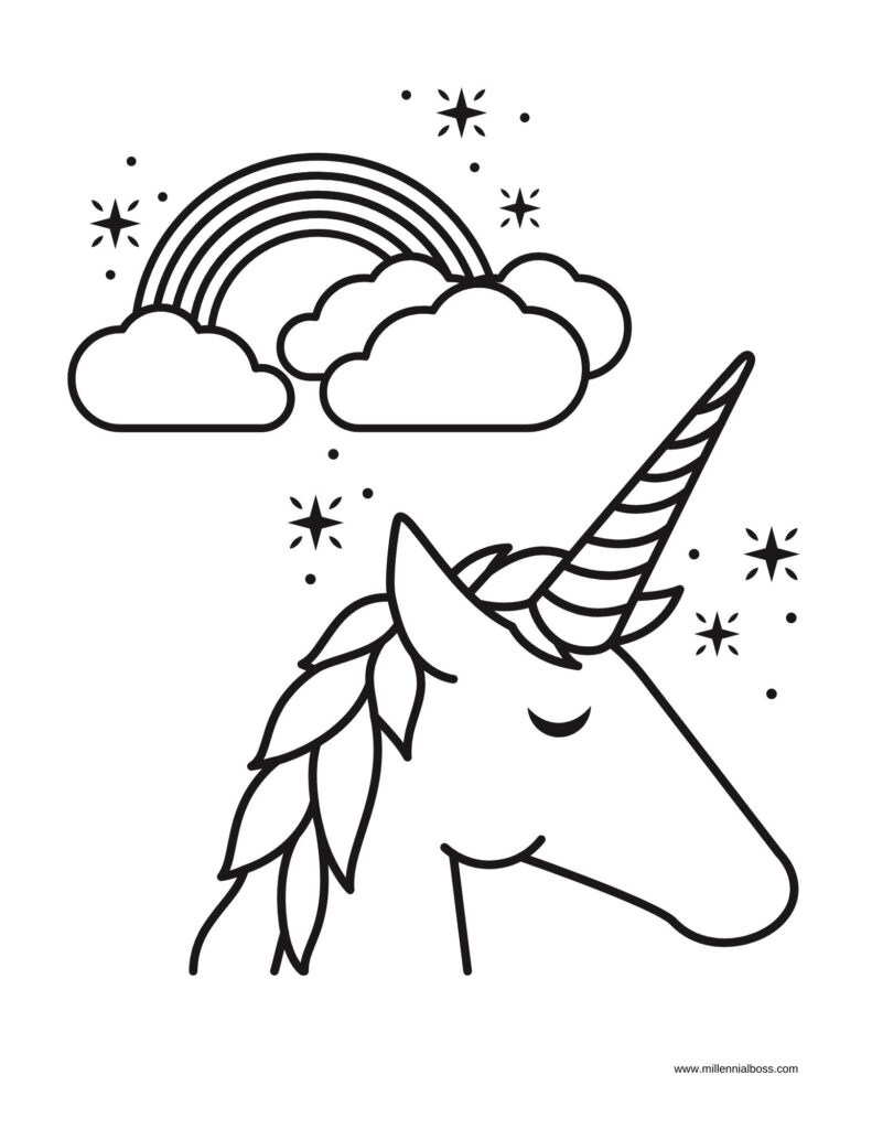 Easy Unicorn Drawing guide for kids with free printable
