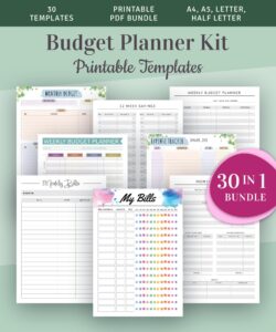 budget planner kit finances savings expenses downloadable printable annual monthly