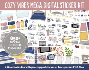 cozy vibes digital stickers planner daily weekly monthly annually 2021