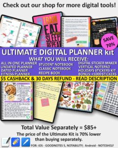 Digital planner monthly weekly yearly daily kit