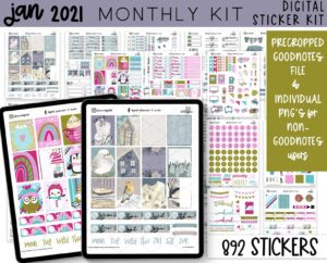 january digital sticker collection weekly monthly daily annually 2021