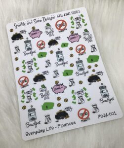 budget planner stickers bills savings expenses finances tracking