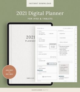 Simple digital planner daily weekly monthly yearly